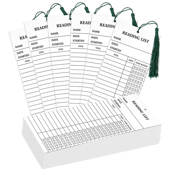 100 Pieces Reading List Bookmark with Tassels, 3 x 8
