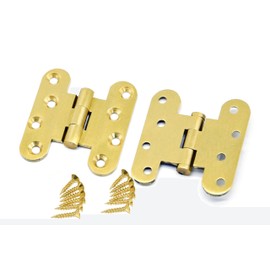 2PC Brass H-Shaped Butterfly Hinge Cabinet Door Hinge Folding Furniture Decoration Window Brass Hinge Hidden Door Hinge W/Screws (60 * 45mm)