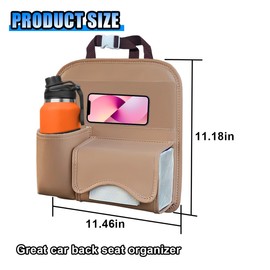 KITUREK Multifunctional Car Back Seat Organizer with Cup Holder, Tissue Box & Touch Screen Phone/Tablet Holder, Travel Essentials