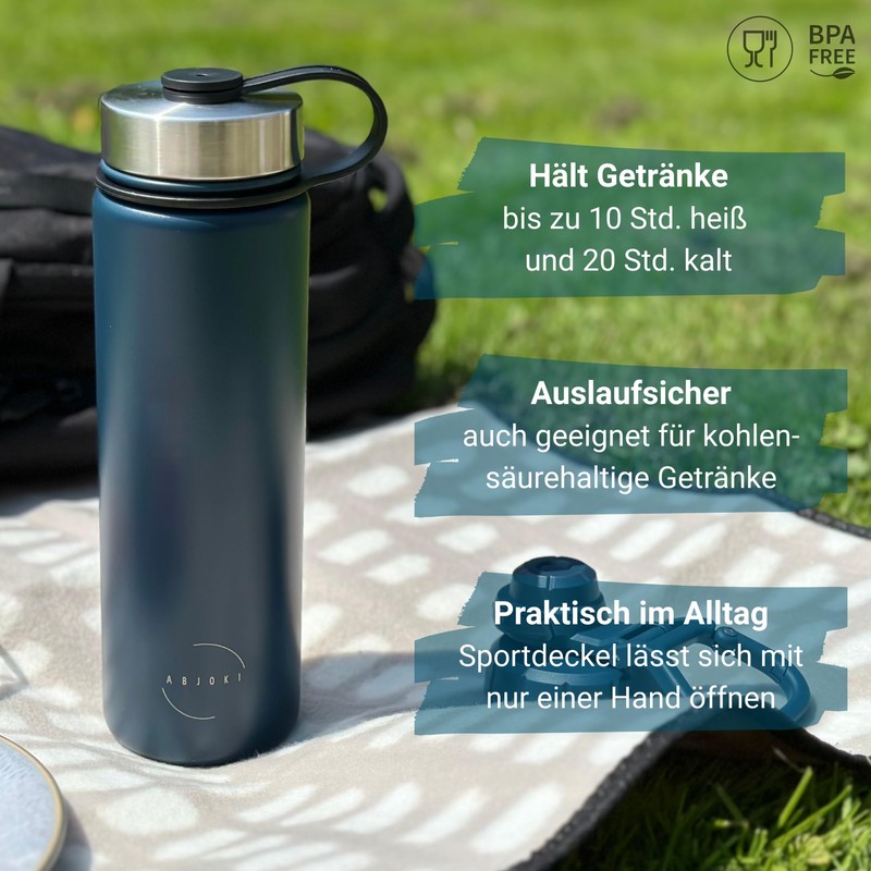 Abjoki Stainless Steel Drinking Bottle "Infinity" 710 ml, Dark Blue,
