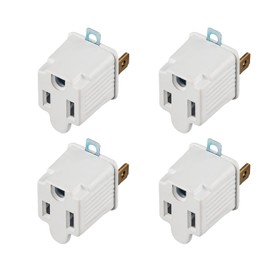 3 Prong to 2 Prong Outlet Plug Adapter Grounding Converter Socket 4 Pack, Wall Outlet Plug for Travel and Business, 15A/125V, White