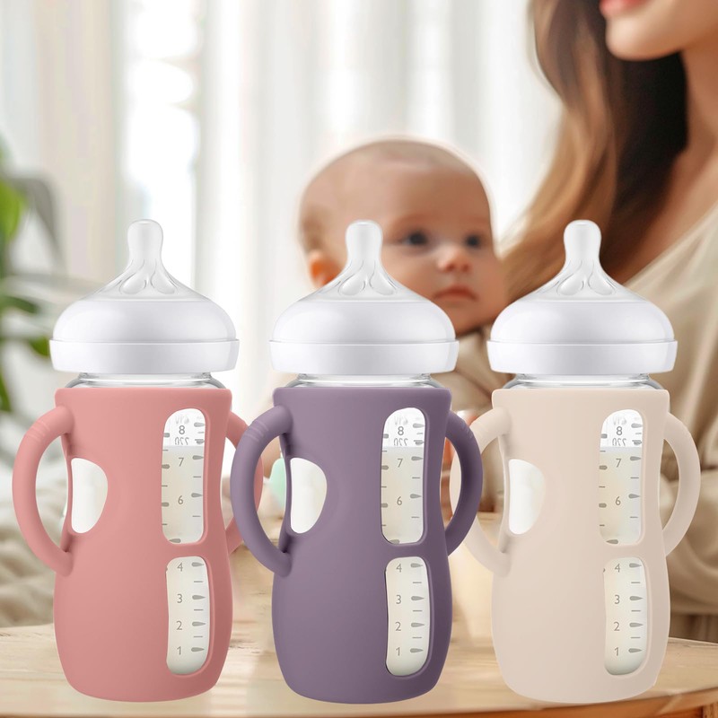 BUSOHA 3 Pack Silicone Sleeves for Avent Baby Bottles -