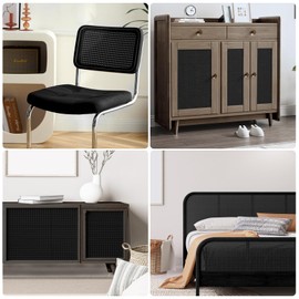 23.6" x 72" Plastic Cane Webbing for Basket Making, Black Synthetic Rattan Roll for Crafting, Basketry Supplies, DIY Projects