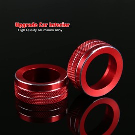 ANFOKAS Compatible with Mazda 3 6 CX-5 CX-30 CX-50 Accessories Car Center Console AC Knob Cover Rings Sporty Interior Decoration Caps -Red