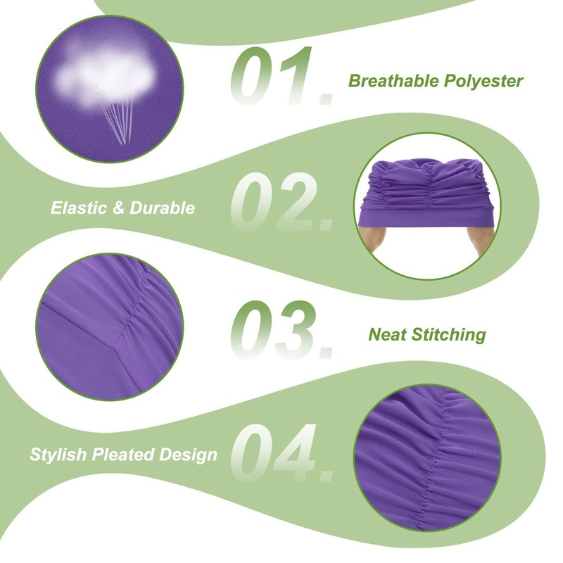 YELARXI Fabric Swim Cap Polyester Swimming Hat,Purple