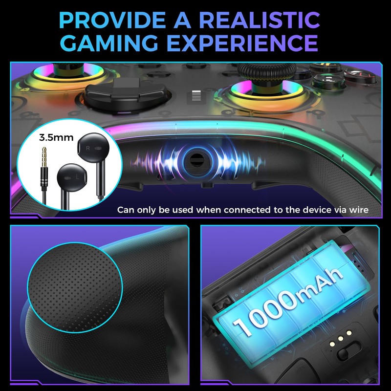 IINE Wireless Controller with Charging Dock, Pro PC Controller for