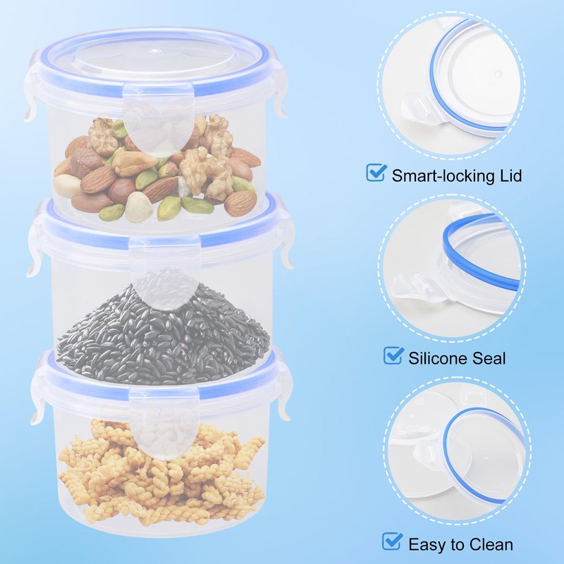 UOCAI 6 x 300 ml food storage containers, round with