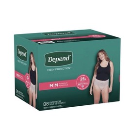 Depend Fresh Protection Adult Incontinence Underwear for Women 88 Count Medium