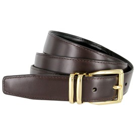 Men's Reversible Genuine Leather Dress Casual Belt 1-1/8" = 30mm wide - Brown/Black, 40