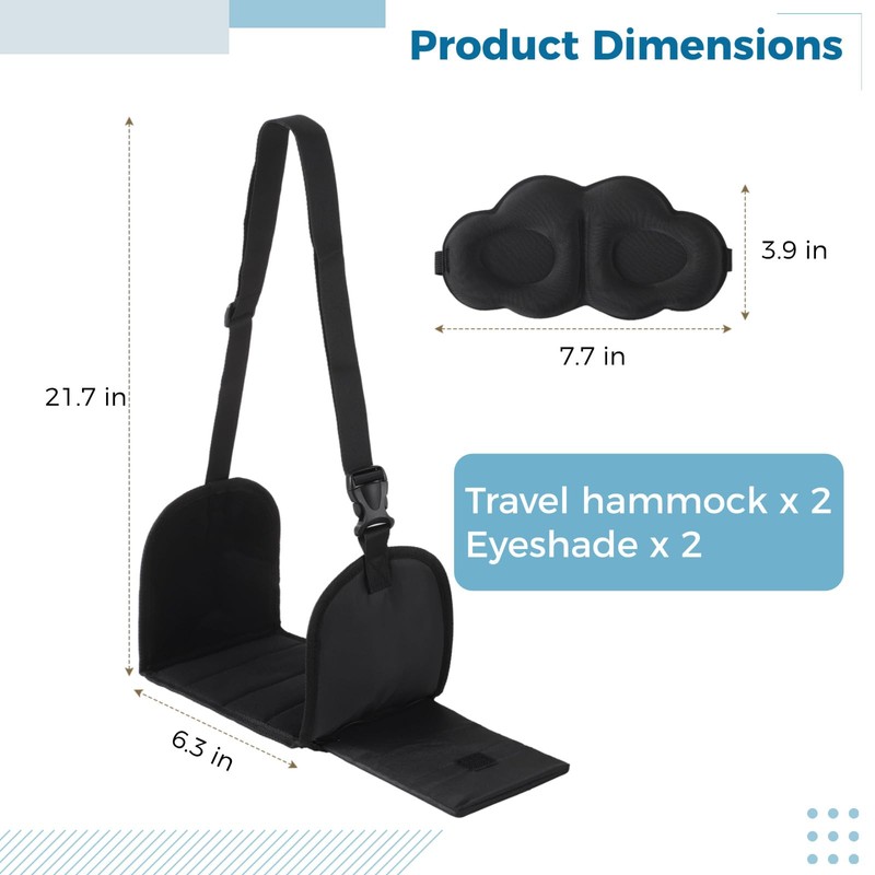 FELISTORY Foot Hammock for Plane Travel 2 Set Black