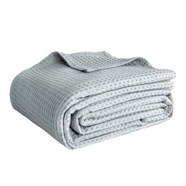 Simple&Opulence - Manta de Tiro 100% Algodón Tejido Waffle, 50" x 60", Suave, Ligera, Transpirable, Acogedora, Lavada, Manta de Capas para Sofá, Cama, Sillón, Decoración del Hogar Estilo Granja para