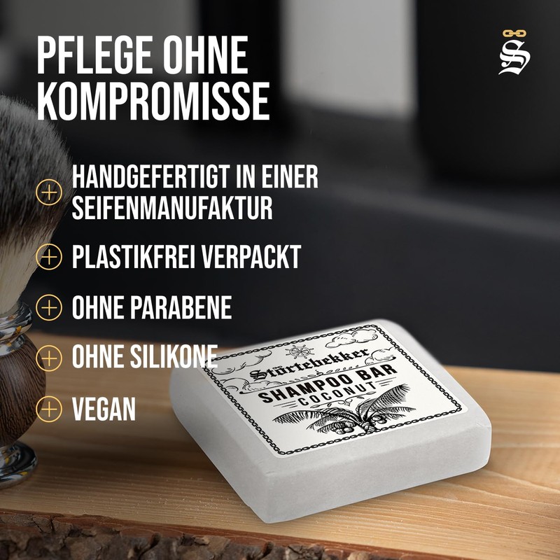 Störtebekker Premium Shampoo Bar Coconut (3x) - Solid Shampoo Men