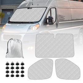 Windshield Sun Shade Compatible with 2014-2025 Ram ProMaster Windshield and Side Windows Covers 5-Layer Thick ProMaster Sun Shades for Reflect UV Rays and Heat ProMaster Van Window Covers Accessories