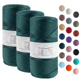 Makromecity, Polyester Macrame Cord 2mm x 375 Yards (1125 feet) 3 skeins of 2mm Polypropylene Forest Green Macrame Cord Crochet Macrame Bag Cord Crafts for Wall Hangings, Bags, Underplate, Rug