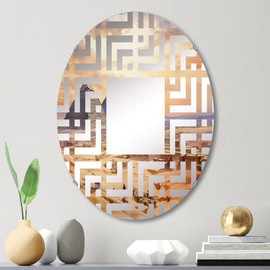 Pyramid of Giza in Desert Splendor - Egypt Maze Landscapes - 20x30 Inches - Oval Decorative Wall Mirror for Bathroom, Bedroom, Entryway, Living Room, Vanity Room and Modern Décor