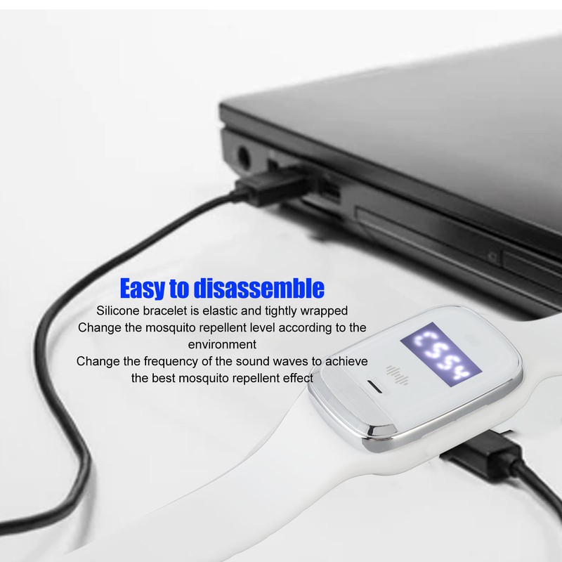 Ultrasonic Mosquito Repellent Bracelet Watch Temperature Detection USB Rechargeable Mosquito