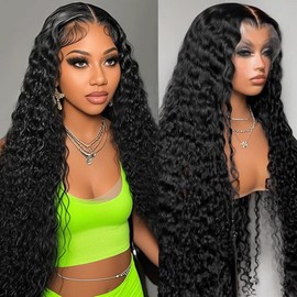 Tosiboy Deep Wave Lace Front Wigs Human Hair Pre Plucked 13x6 Deep Curly Wig Human Hair for Black Women 180% Density Wet and Wavy HD Lace Frontal Wigs Human Hair with Natural Hairline 20 Inch
