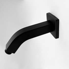 Square Shower Arm with Flange, Matte Black, Rain Shower Head Arm, Stainless Steel, 1/2 NPT Wall Mount Shower Extension Arm