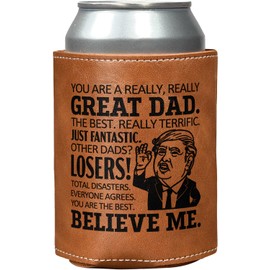 Christmas Gifts for Dad from Daughter, Son, Wife - You're A Really Great Dad Leather Can Cooler Sleeves Holder Koozies 12 Oz - Dad Gifts for 40th 50th 60th Birthday, Men Him Husband Grandpa