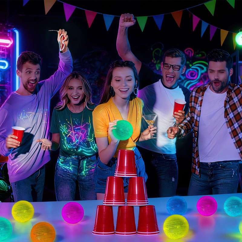 Mega-L Glow in the Dark Balls, 8 Pcs Multicolor Glow