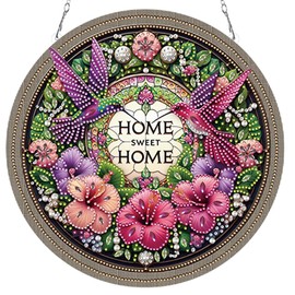 POETRYDRAW DIY Hanging Diamond Art Pendant Kit Hummingbird Flowers, Special Crystal Diamonds Painting Ornament for Adults, 5D Diamond Art Suncatchers Double Sided Board Gem Painting Box Kit