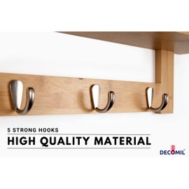 DECOMIL - Coat Rack with Shelf, Bamboo Coat Rack, Coat Rack Wall Mount, Coat Hanger with Shelf