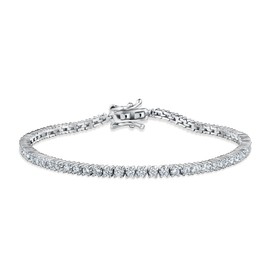 PORI JEWELERS 925 Sterling Silver Cubic Zirconia Tennis Bracelet 2mm Silver Finish for Women, 7.5 Inch