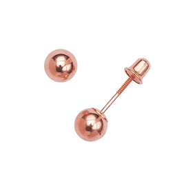 Jewelryweb 14ct Rose Gold 3 8mm Ball Screw Back Internally Threaded Hypoallergenic Earrings - Ball Earring for Women
