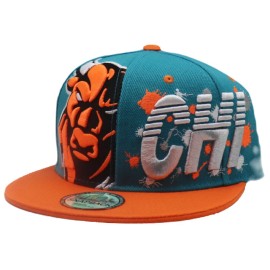 Premium Chicago New Leader Splash Angry Bull Bulls Teal Blue Orange Era Snapback Hat Cap