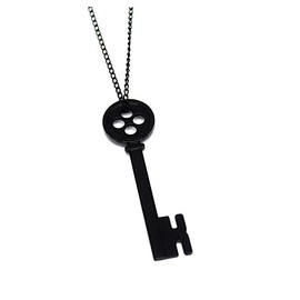 Z-ASAHI Coraline Black Button Key Necklace Pendant Cosplay Decoration Accessories(CH-00001)