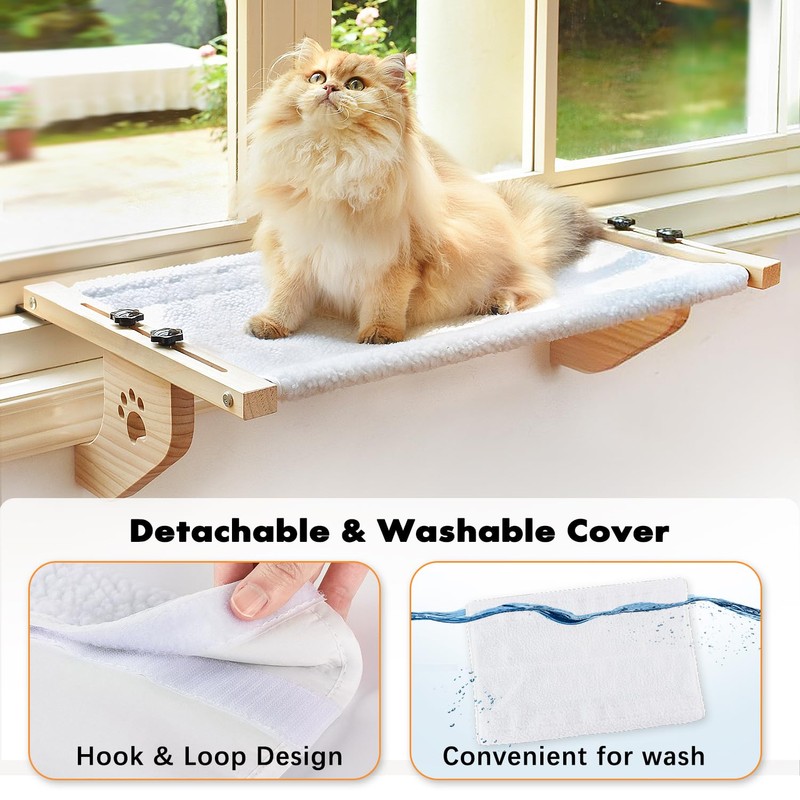 AMOSIJOY Cat Sill Window Perch Sturdy Cat Hammock Window Seat