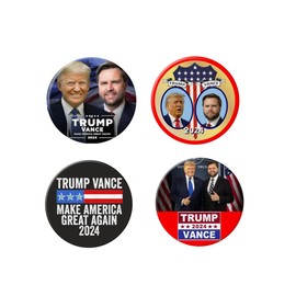 Trump Vance 2024 buttons - 4-pack (2.25 inches) - Trump Vance 2024 pins (Package of 4)