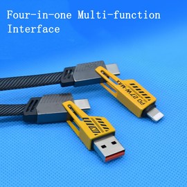 Fussybussy 2-in-1 120 Watt Charger with 4 in 1 Universal Fast Charging Cable （78inch）,Fast Charger Module for Phone & Smartphone, Laptop Tablets