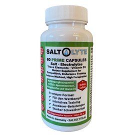 SALTOLYTE 60 PRIME CAPSULES Salz- + Elektrolytkapseln mit Natrium, Magnesium, Kalium, Kalzium, Eisen, Zink, Vitamin D3 und Koffein