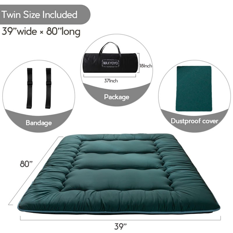 MAXYOYO Japanese Floor Mattress Futon Mattress, Thicken Sleeping Pad Foldable