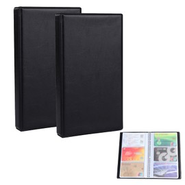 Business Card Book, Business Card Folder, Business Cards Ring Binder, Business Card Album, for Customer Cards, Plastic Cards and Credit Cards, for 300 Cards, 185 mm x 108 mm, Black, Pack of 2