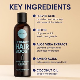 Moerie Ultimate Hair Growth Shampoo – For Longer, Thicker, Fuller Hair - Vegan Friendly Volumizing Hair Products – Paraben & Silicone Free – All Hair Types – Reverse Hair Loss – Moisturizing