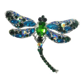 Gyn&Joy Crystal Rhinestones Large Dragonfly Brooch Pin, Metal, crystal rhinestone