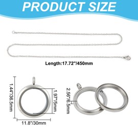 DELORIGIN 4pcs Photo Locket Charms Necklace Pendant Round Stainless Steel Locket Pendant Frame Memory Locket Charm with 45 cm Chain for Wedding Jewellery Making Photo, Stainless Steel