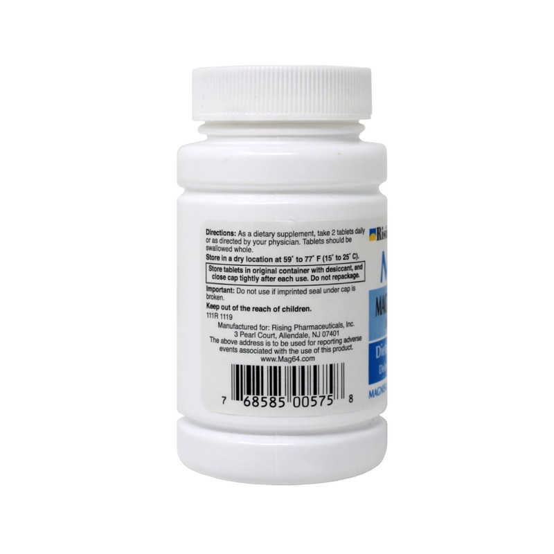 Rising Mag64 Magnesium Chloride Dietary Supplement Delayed-Release Tablets 64 mg,