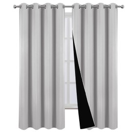 LEMOMO Blackout Curtains 52 x 95 Inch Light Grey Curtains 2 Panels Darkening Thermal Insulated Bedroom Curtains