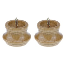 T Tulead Wood Curtain Rod Finial Screw on Drapery Rod End Caps Pack of 2 (Wood Color)