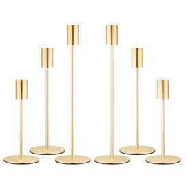 zeochyni - Juego de 6 portavelas de oro francés mate, elegantes portavelas para centros de mesa de boda, mesas de comedor, fiestas, decoración del hogar, eventos, portavelas cónicos para velas de 3/4