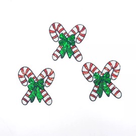 Mhy Line Sequin patch Christmas Candy Canes
