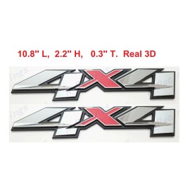 Custom Auto 4X4 2PC Black Chrome Red 3D 4x4 Bed Rear Emblem Badge Decal Fit Silverado GMC Sierra