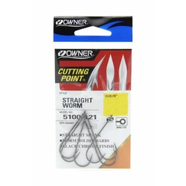 Owner Öhr Worm Hooks - 6 Worm Hooks for Sea Fishing & Surf Fishing, Fishing Hooks for Worms, Single Hooks, Sea Hooks, Size: 1/0