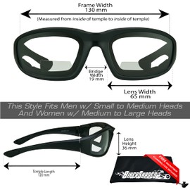 Bikershades Motorcycle SAFETY Bifocal Glasses Reader Z87 Foam Padded +1.50 Blue Light Blocker HD & Clear