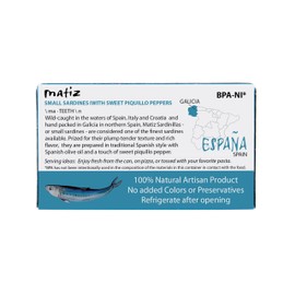 Matiz Sardinillas with Piquillo Peppers | Baby Sardines 3 Ounce (12 Pack) | Product of Spain | Wild Caught | Gluten Free |