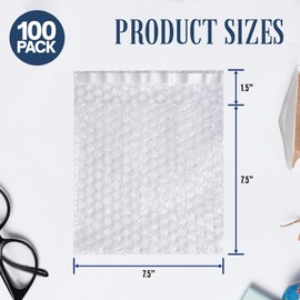 Self Seal Bubble Pouches - ALTERNIUM Bubble Bags for Packing, Packaging Filler for Moving Cushioning Wrap for Fragile Items, Dish Packing Kit Shipping Supplies for Small Business - 100pcs 7.5x7.5 Inch