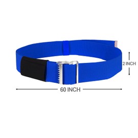 Homymusy gait Belt Transfer Belt,Ideal for Seniors and Individuals with Limited Mobility, This gate Belt with Handles ensures a Secure Grip.(Blue, 60INCH Metal Buckle)